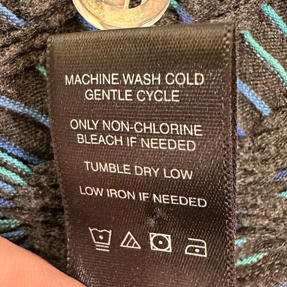 Ali Miles Gray/Blue Cowl Neck Sweater with Textured Knit Size Large Petite - Picture 7 of 8